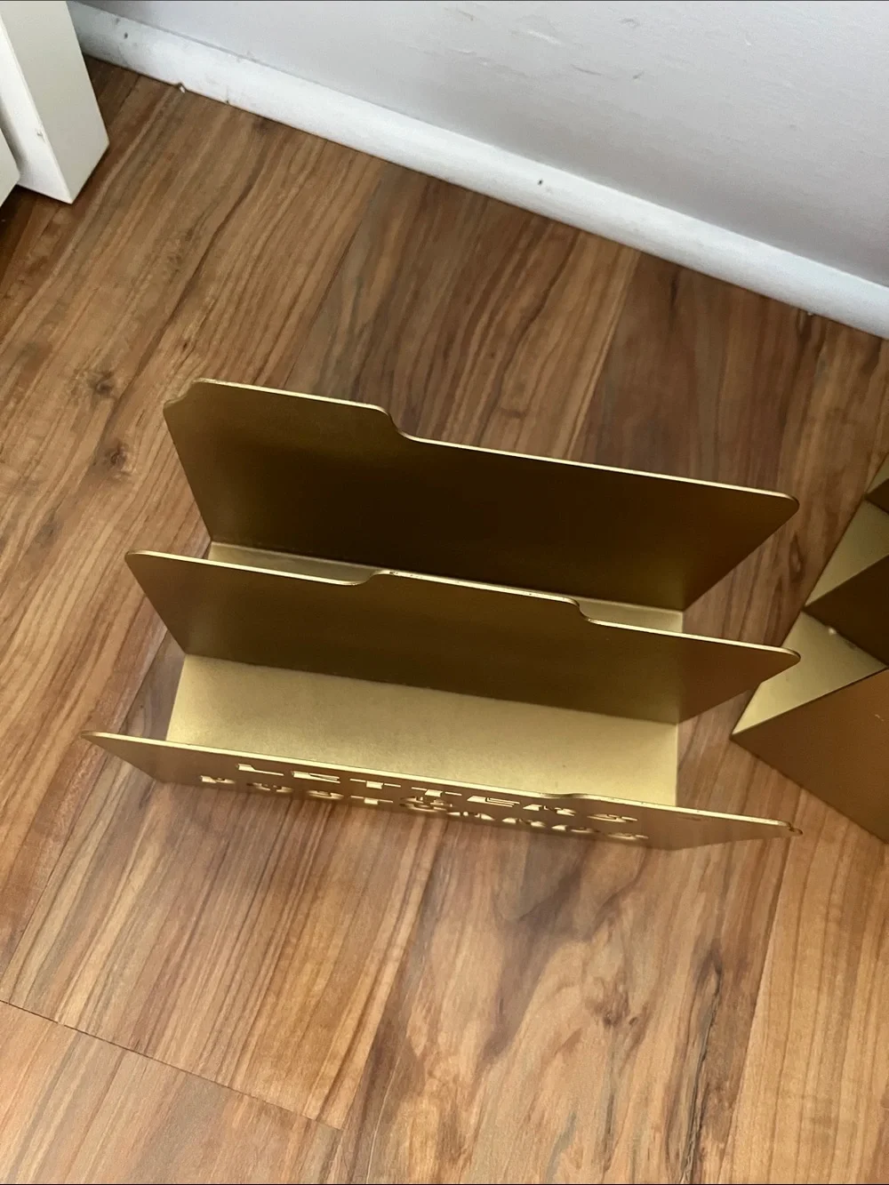 Cost Plus World Market Gold Metal File & Letters Desktop Organizers - Set of 2